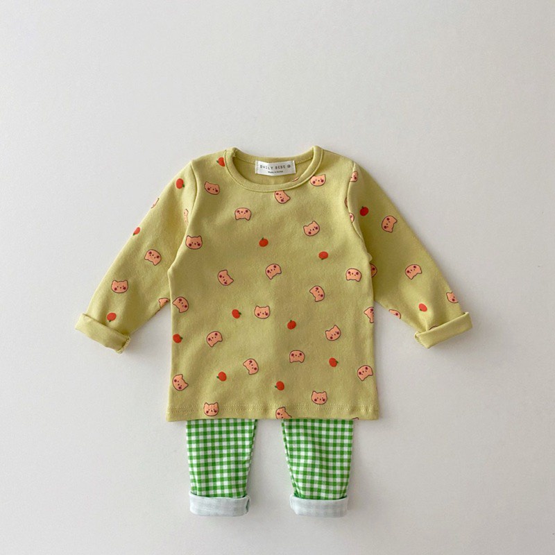 Set quần áo thu đông trẻ em họa tiết màu sắc phong cách Hàn quốc, chất cotton mềm mịn