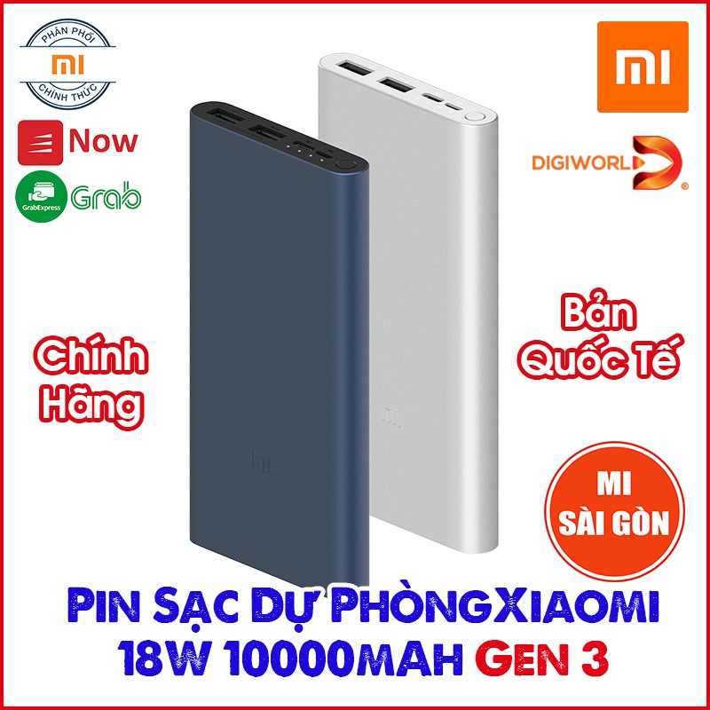 [BẢN QUỐC TẾ] Pin Sạc Dự Phòng Xiaomi 18W 10000mAh Gen 3 - Chính hãng DIGIWORLD phân phối