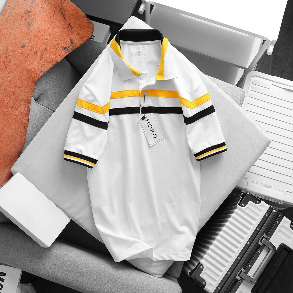 Áo thun cá sấu nam phối màu, áo thun polo nam có cổ thời trang vải mềm mịn, thấm hút tốt - HK233