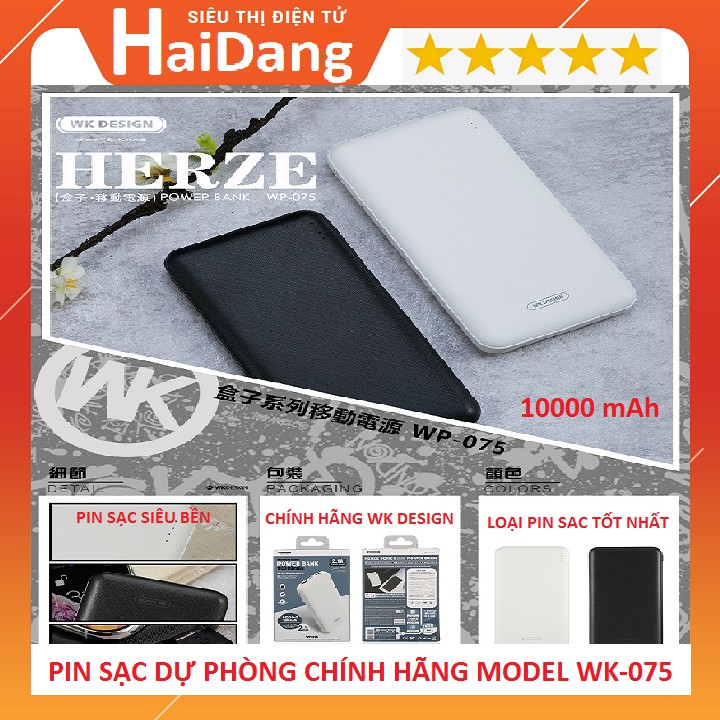 Pin Sạc Dự Phòng Chính Hãng WK Design 10000mAh Model WP-075 siêu bền