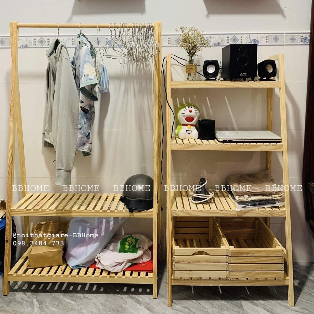 KỆ GỖ 4 TẦNG ĐA NĂNG BBHOME  - KỆ SÁCH, KỆ VI SÓNG, KỆ ĐỂ CHẬU CÂY