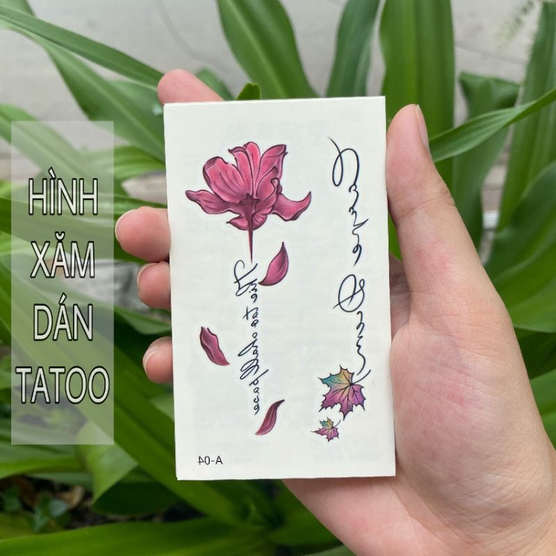 Hình xăm hoa lá chữ a04. Tatoo dán size 10x6cm