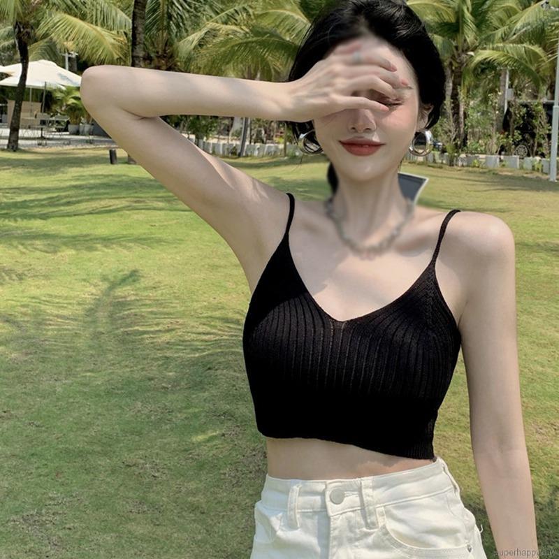 Áo Hai Dây Dệt Kim Màu Trơn Cho Nữ