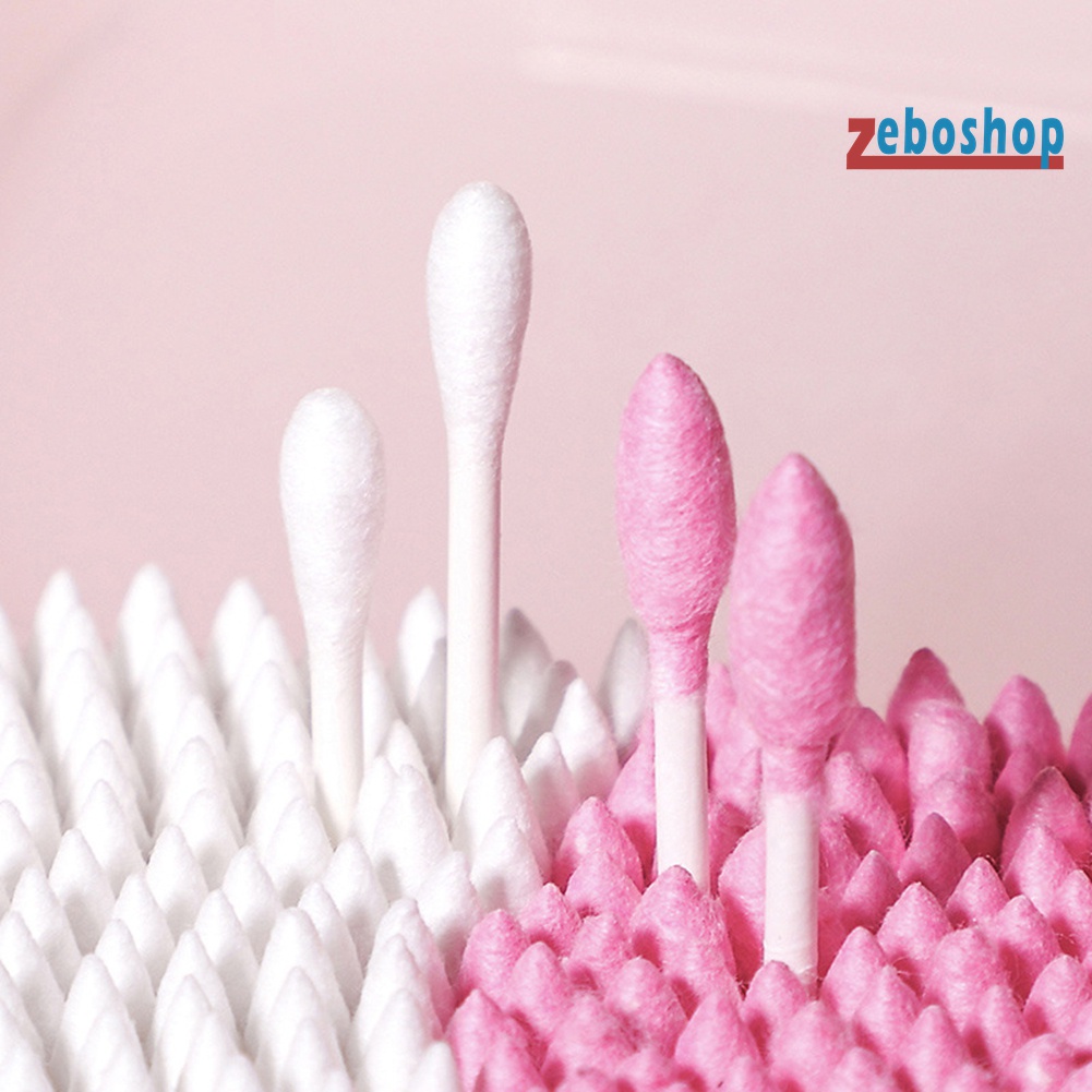 Hộp 100 / 200 / 300 Tăm Bông Cotton Hai Đầu Dùng Một Lần Trang Điểm Tiện Dụng