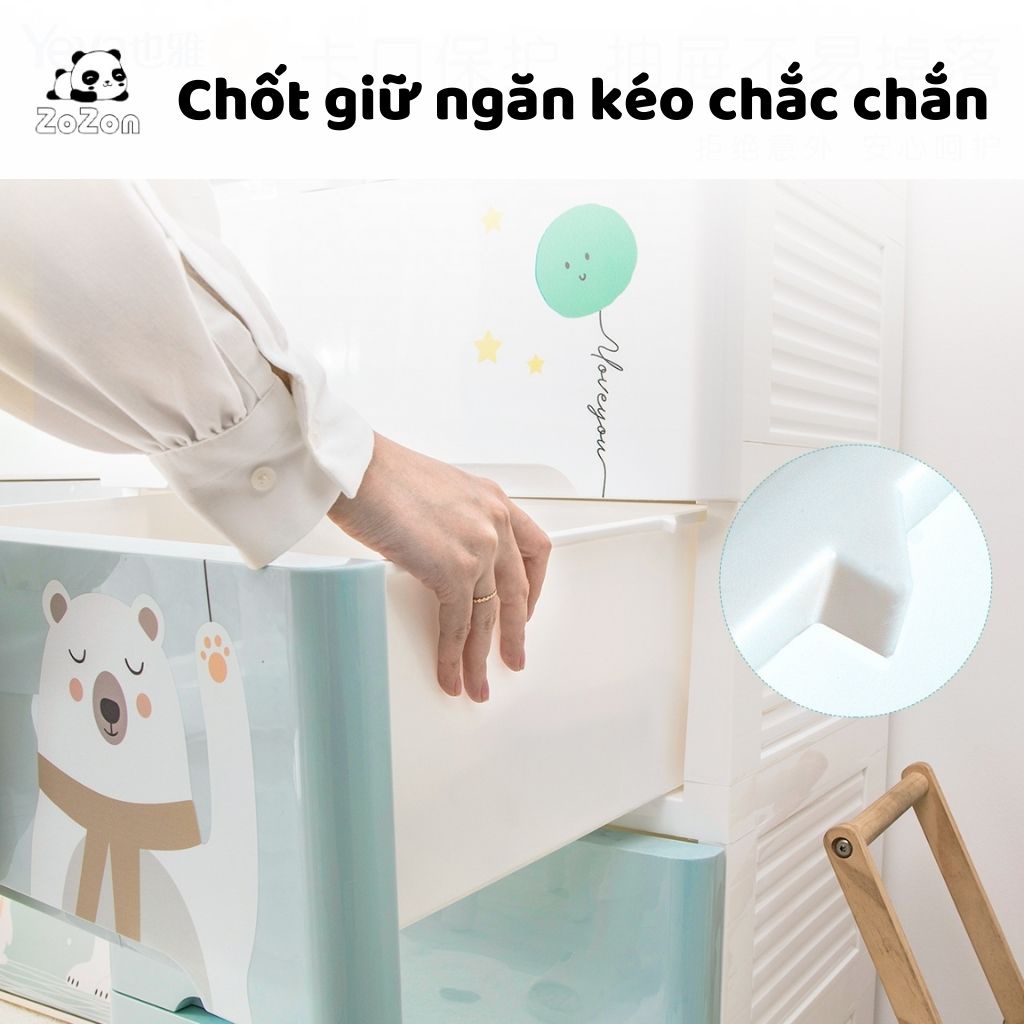 Tủ Nhựa Để Quần Áo Cho Em Bé Zozon , Tủ Đựng Đồ Trẻ Em Cao Cấp 5 Tầng 6 Ngăn Có Nhiều Ô, Thanh Treo Đồ Chắc Chắn An Toàn