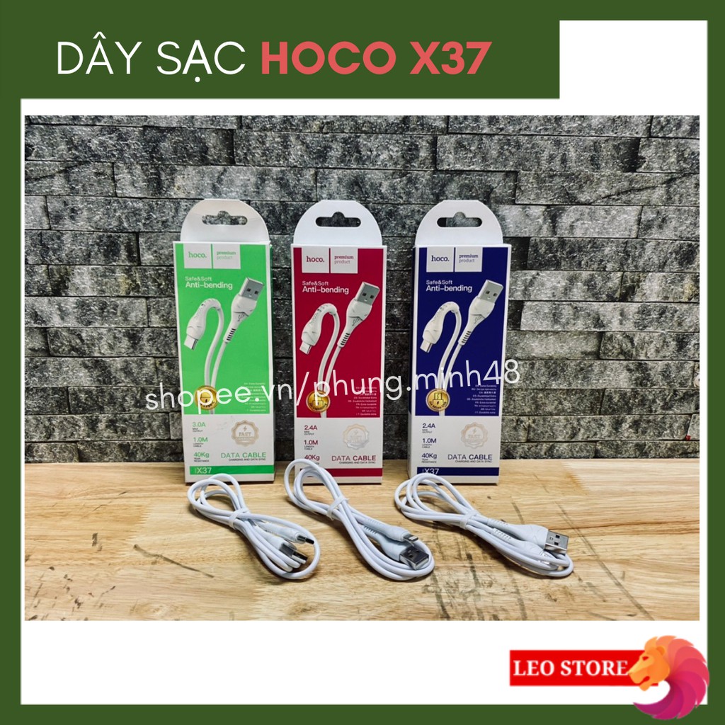 Dây cáp sạc Hoco X37 đầu Lightning/Type C/Micro USB dùng sạc Iphone/Andoird/Samsung - Cam kết hình thật