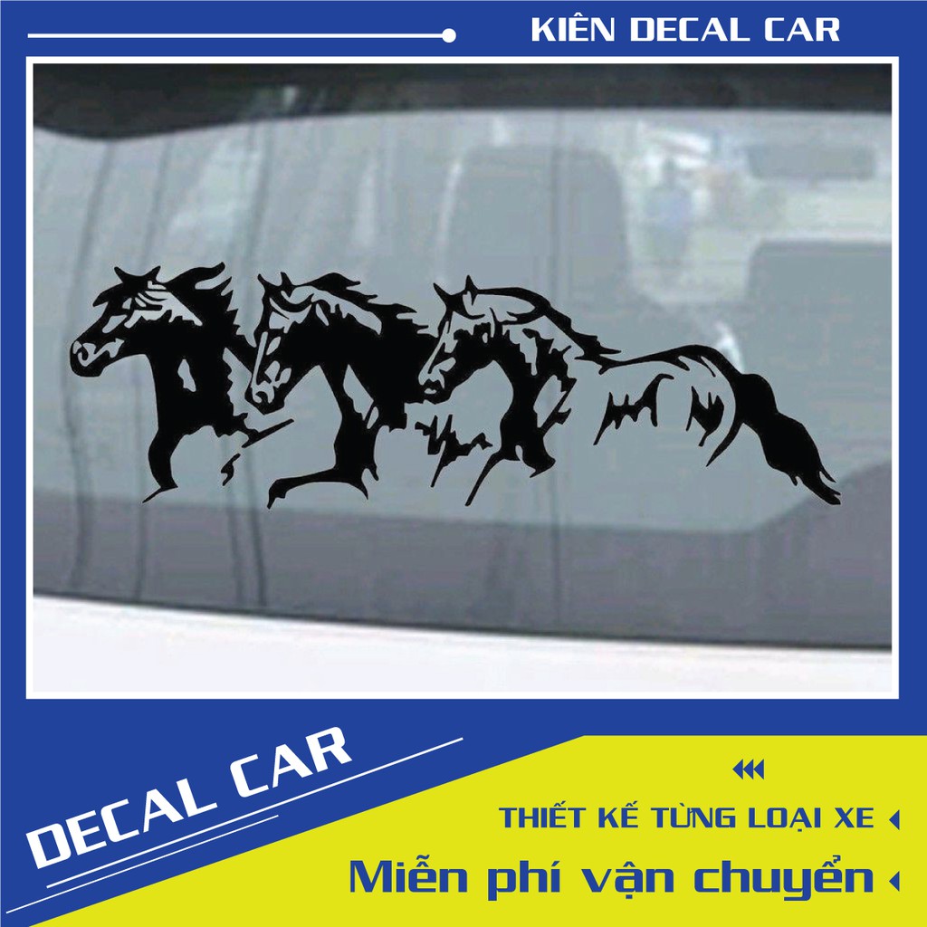 Tem  dán xe 25cm*8.1cm hình 3 chú ngựa độc đáo