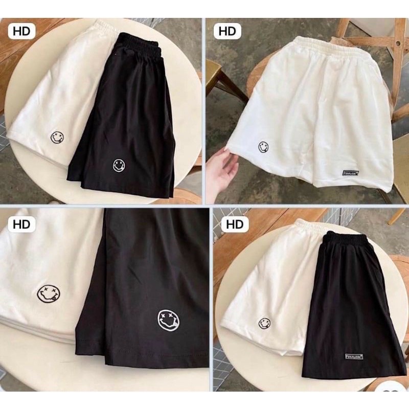  Quần Đùi Cạp Chun In Chữ Mặt Cười🦋 Quần Short Unisex Chất Cotton 2 Màu 🦋