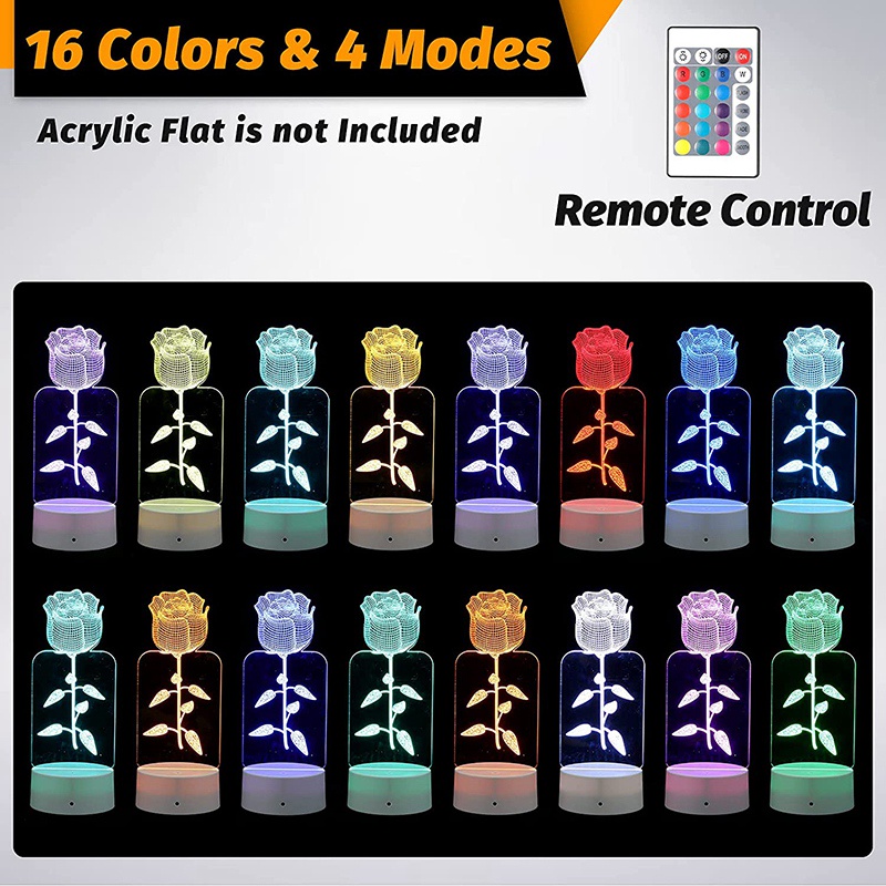Bộ 6 Đế Đèn LED 3D 16 Màu Bằng Acrylic Và Resin Dùng Trang Trí Kính