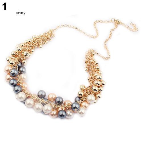 ★Vòng cổ Đa LớP ĐíNh NgọC Trai Giả ThờI Trang