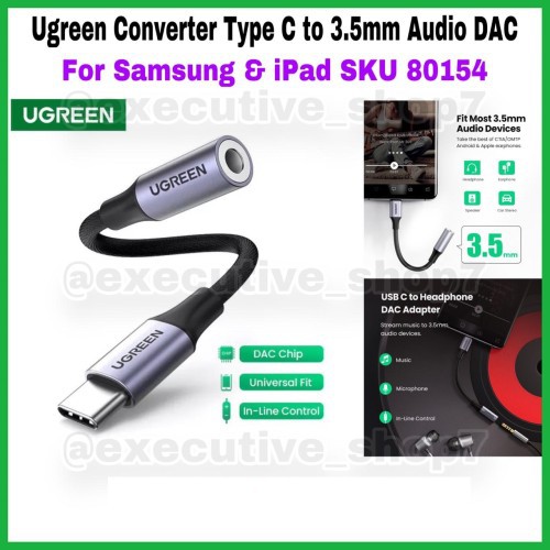 USB Type C Sang 3.5mm Chính Hãng Ugreen 80154(hỗ trợ Samsung,iPad Pro,Surface)