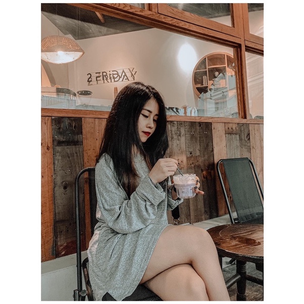 ÁO VÁY THUN GHI NHẠT