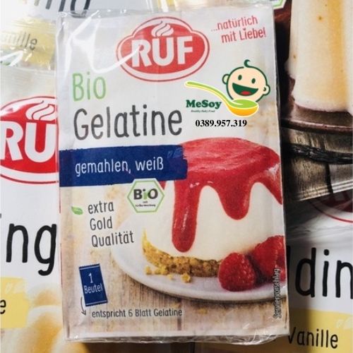 Bột gelatine cho bé - Bột Gelatine Hữu Cơ RUF 9g/ 1 gói