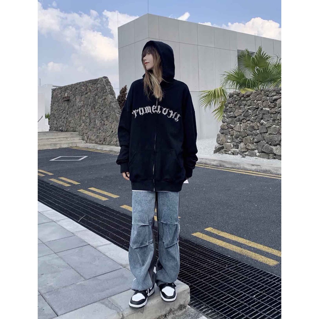 Áo Khoác Nỉ Chân Cua Tom PEONYB Unisex [FREESHIP] Hoodie zip form rộng tay bồng in chữ kiểu dáng vintage cá tính đẹp