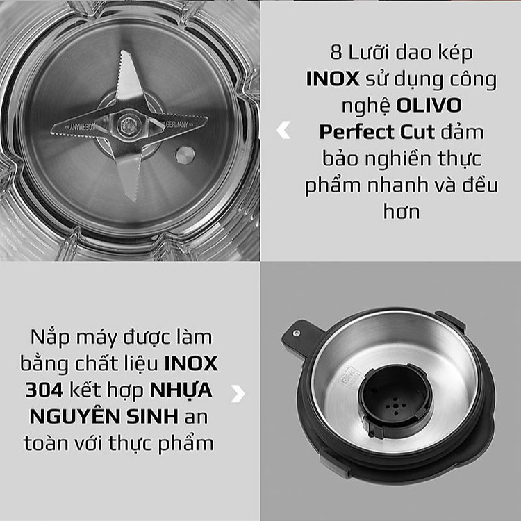 Máy Làm Sữa Hạt OLIVO X20 1800W Chính hãng - BH 24 tháng Máy Xay Sinh Tố, Làm Sữa Hạt Siêu Mịn Thương Hiệu Mỹ