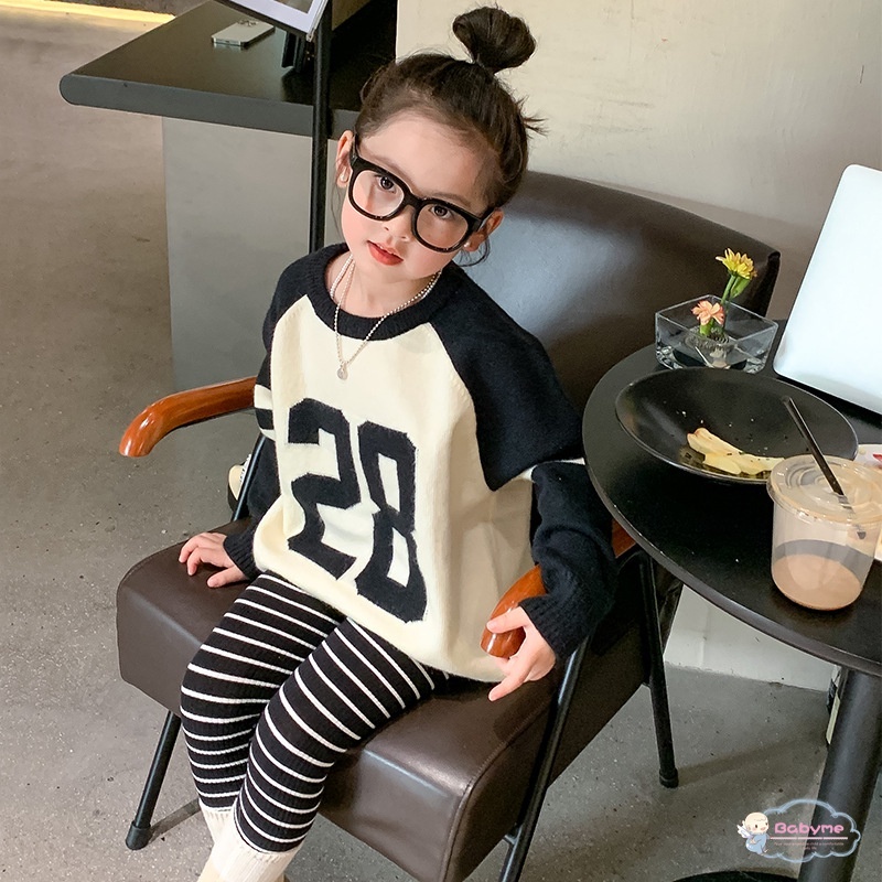 Quần Legging Họa Tiết Kẻ Sọc Dễ Thương Thoải Mái Phong Cách Hàn Quốc Cho Bé Gái