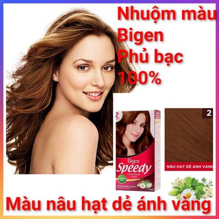 [MÀU NÂU HẠT DẺ ÁNH VÀNG ] Thuốc nhuộm tóc phủ bạc dạng kem Bigen Speedy Conditioning Color 80ml