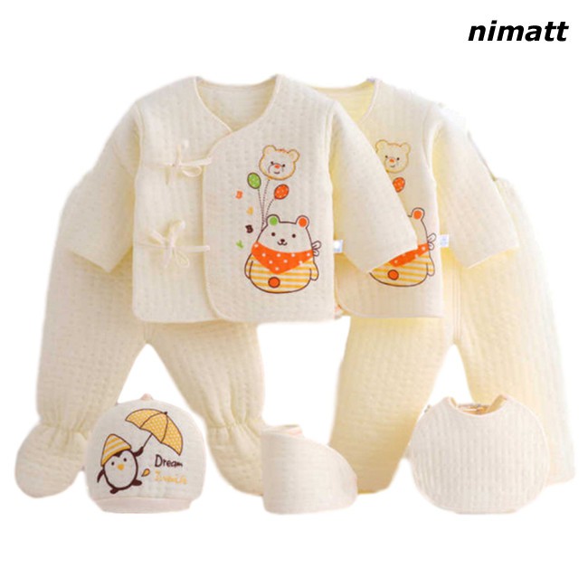 Ấm Cho Bé Từ 0-3 Tháng Tuổi Đồ Dày Giữ Dặn Set Cotton Bộ 7