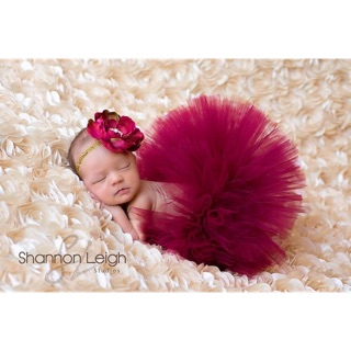 Váy newborn voan tutu kèm băng đô hoa nhuỵ đá