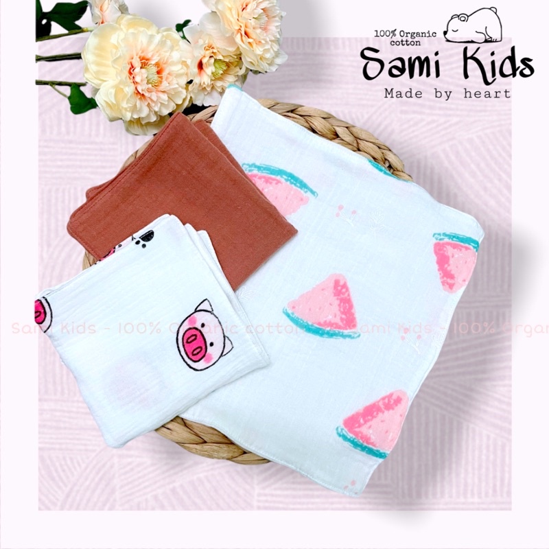 Khăn xô sữa muslin 4 lớp thấm hút ,siêu mềm, không xổ lông ( SET 3c) SAMIKIDS