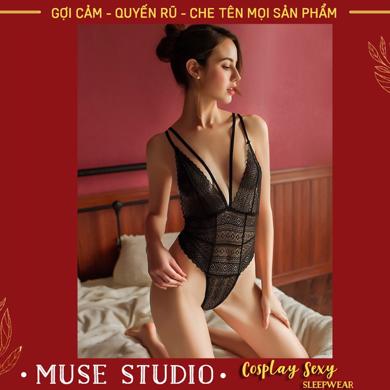 Đồ Ngủ Sexy ⚡𝑭𝑹𝑬𝑬𝑺𝑯𝑰𝑷⚡ Bộ Ngủ Sexy BodySuit Lọt Khe, Khoét Cổ V Tôn Mọi Dáng Ngực