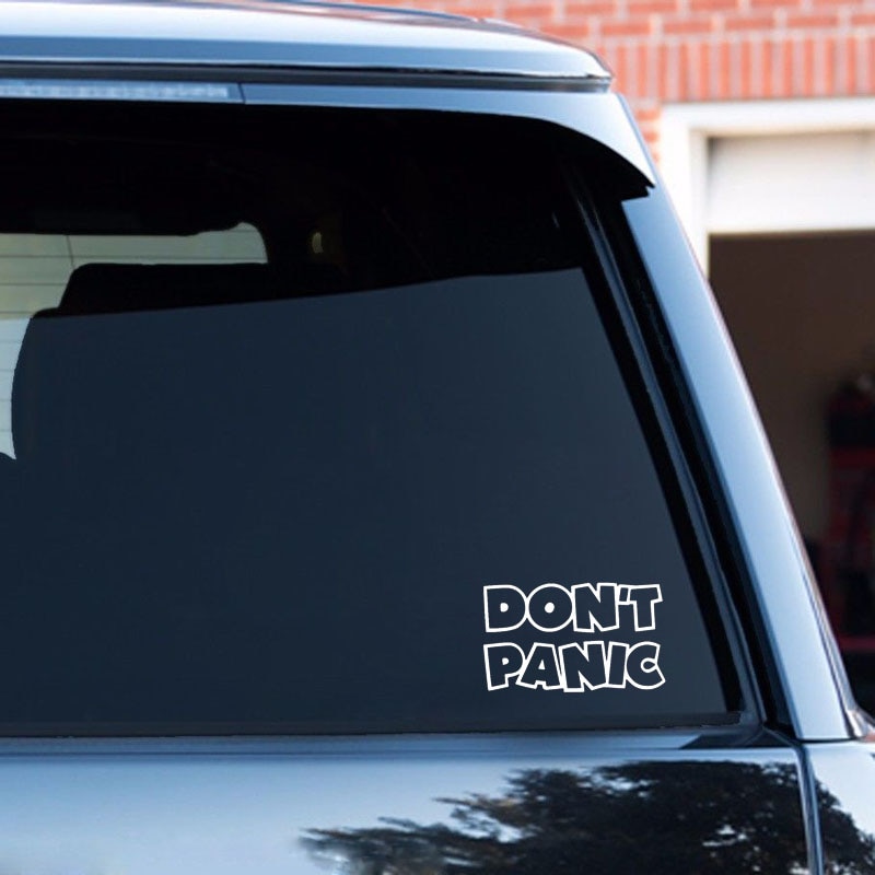 Decal Chữ Don 't Panic Hitchhikers Guide 16.7cm X 10cm Dán Trang Trí Xe Hơi