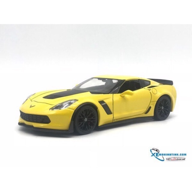 Xe Mô Hình Chevrolet Corvette Z06 2017 1:24 Welly ( Vàng )