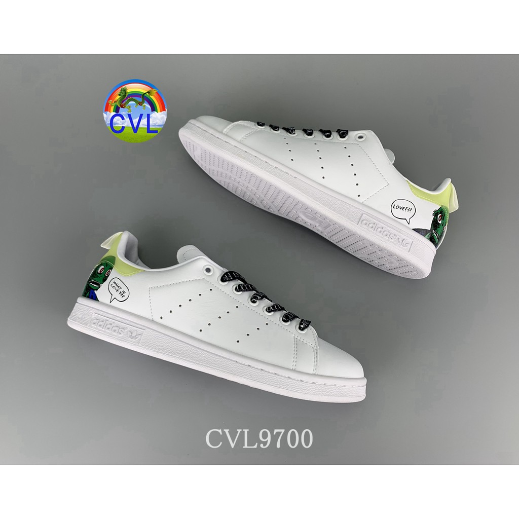 Adidas Stan Smith Leather Eg5152 Adi Clover Bright White Aviation Lime Green Men's And Women's Small White Shoes