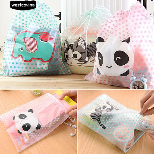 Túi PVC nhỏ có dây rút họa tiết hoạt hình xinh xắn dùng đựng đồ vật nhỏ tiện dụng