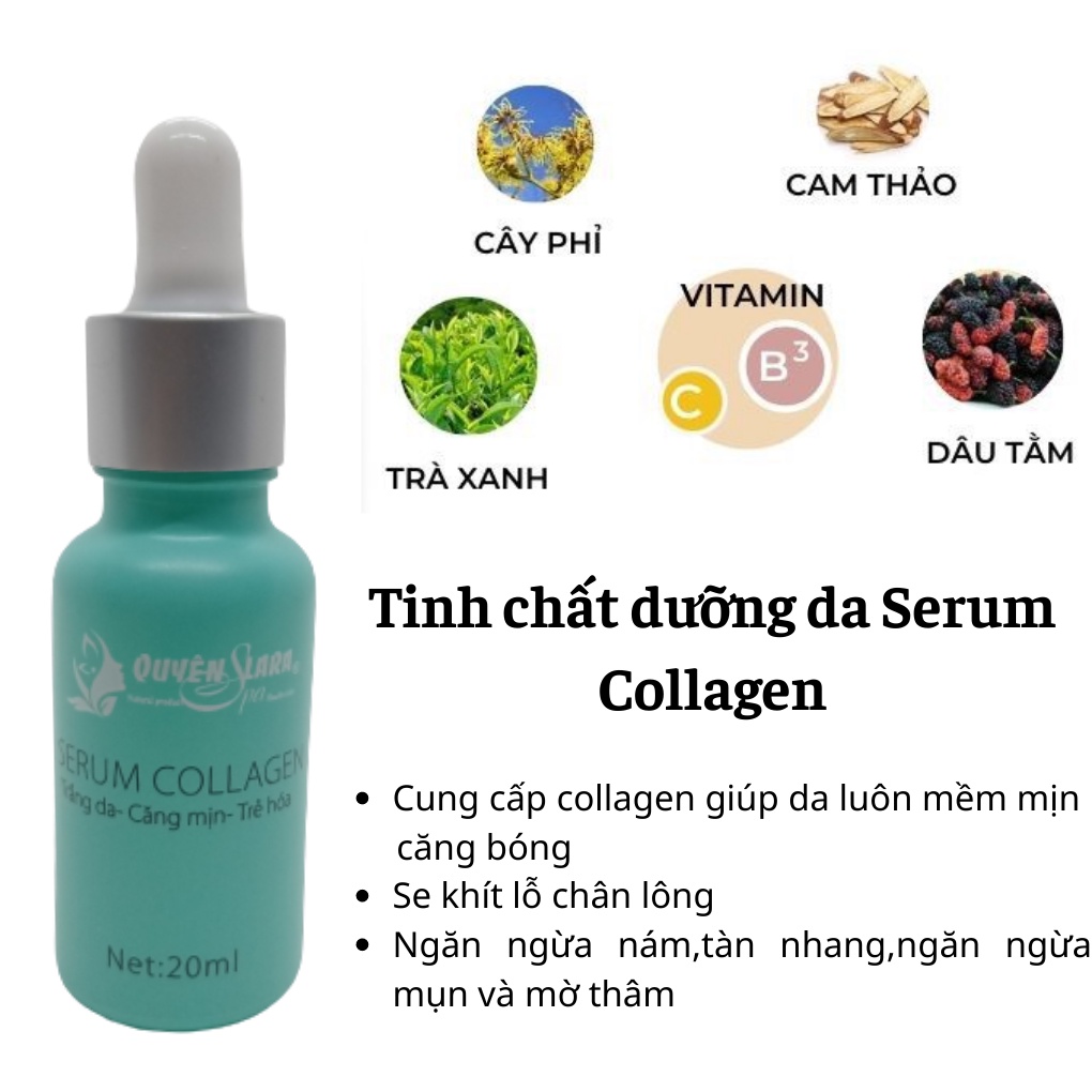 Tinh Chất Dưỡng Da Serum Collagen Quyên Lara Dưỡng Trắng-Cấp Ẩm-Và Trẻ Hóa Da ,Chống Lão Hóa Da  20ml, Hàng Chính Hãng