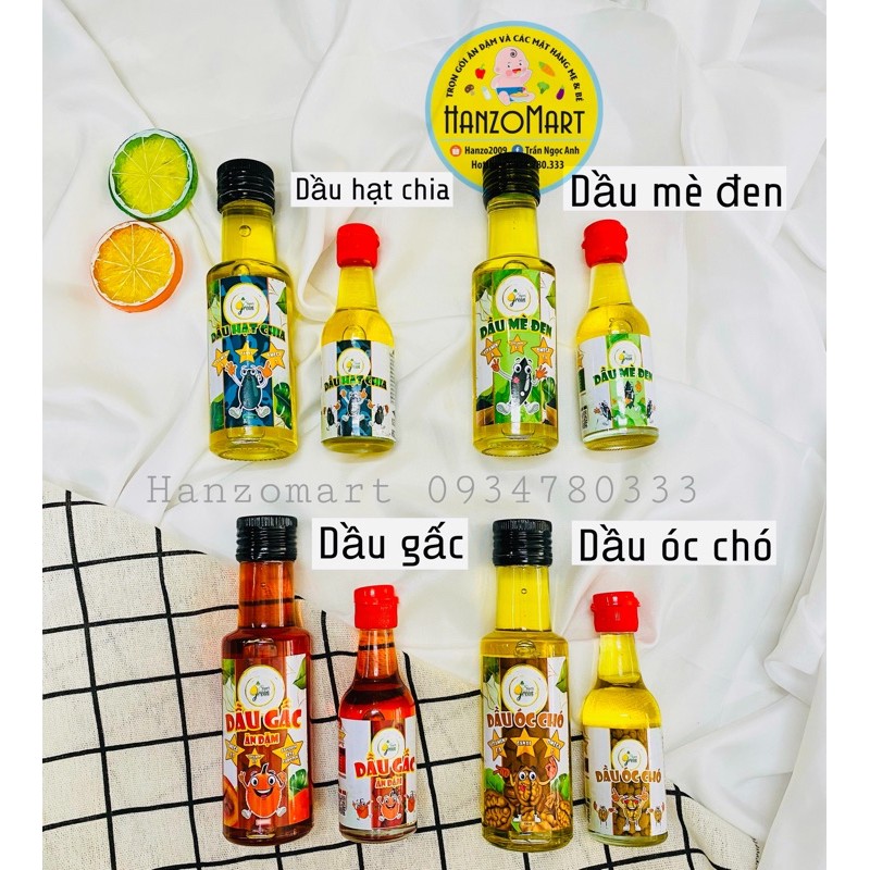 Dầu gấc / dầu óc chó / dầu hạt chia / dầu mè dầu cho bé ăn dặm 6m+