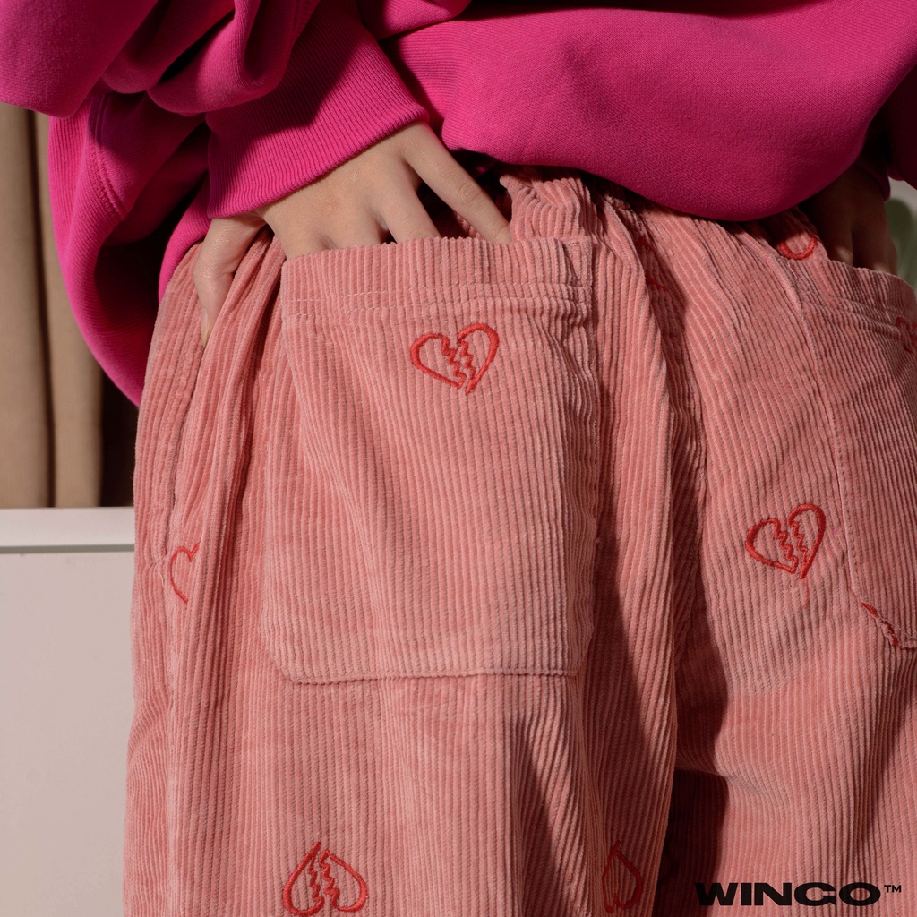 Urban Outfiter Embroidered Corduroy Pant / Blush Hearts