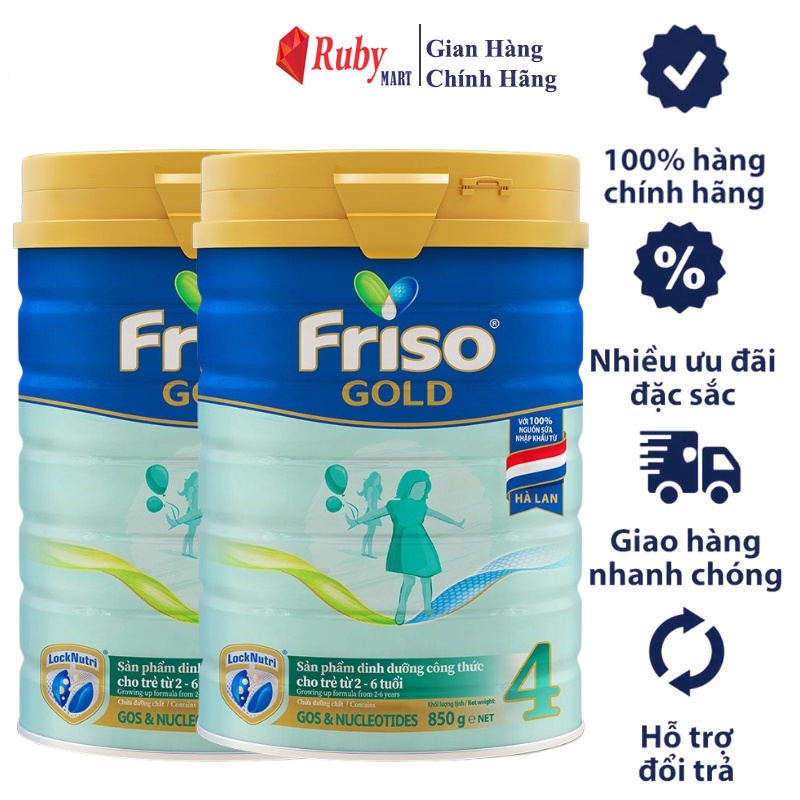 Combo 2 Lon Sữa Bột Friso Gold 4 850g/lon (Dành Cho Trẻ Từ 2 - 6 Tuổi)