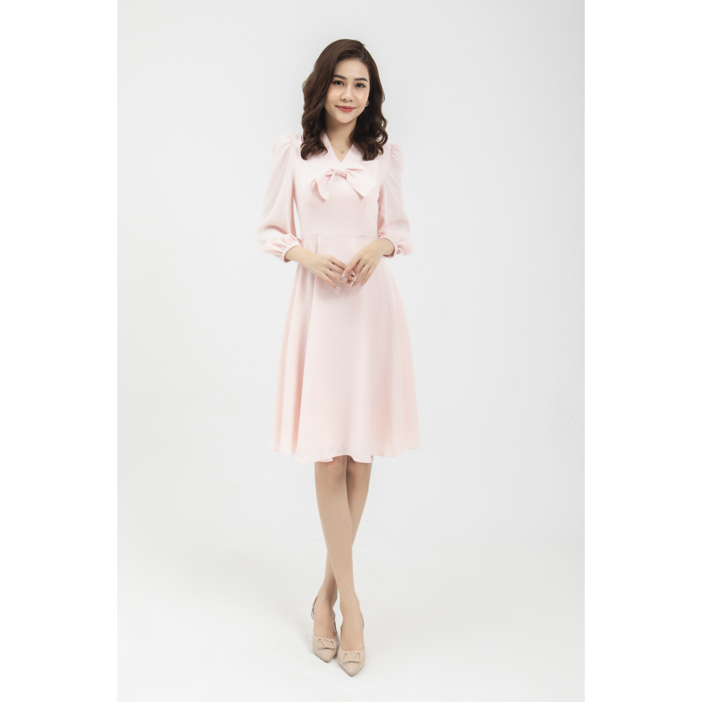 Đầm hồng nơ cổ Elise