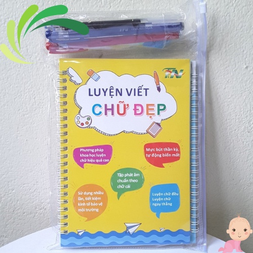 BỘ 3 VỞ LUYỆN VIẾT TỰ XÓA CHO BÉ - GIÚP BÉ TẬP VIẾT DỄ DÀNG, ĐẸP VÀ TIẾT KIỆM HƠN