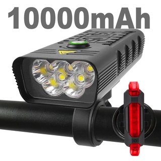 Đèn pha 3000 Lumens 10000mAh 5T6 LED siêu sáng cho xe đạp