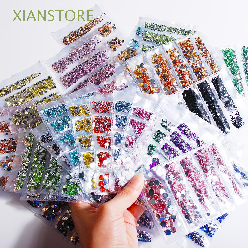 XIANSTORE 100Pcs 2-6mm Manicure DIY Decoration Nail Decals Flat Bottom 3D Glitter Nail