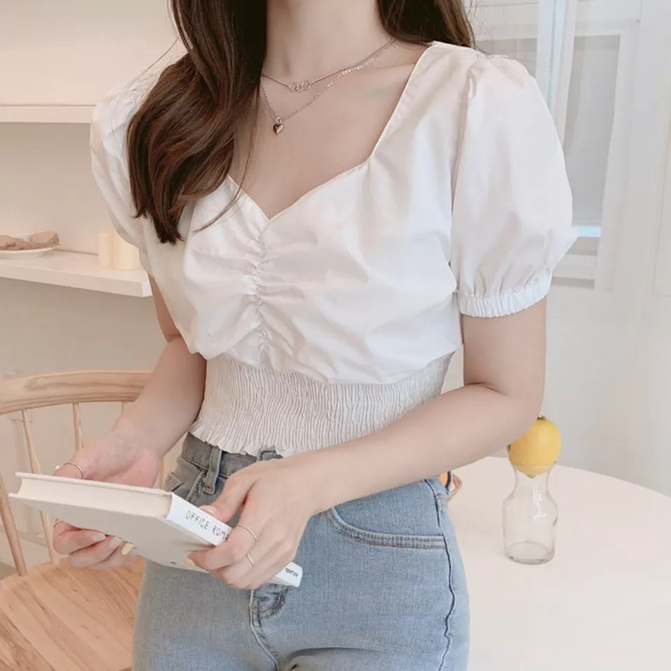 Áo croptop rút ngực bo eo - hình thật | BigBuy360 - bigbuy360.vn
