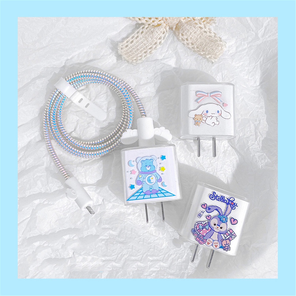 Vỏ bọc bảo vệ đầu dây cáp sạc họa tiết hoạt hình dễ thương thích hợp cho iPhone 18/20W