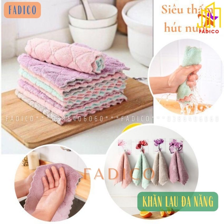 [HCM]Khăn lau đa năng,khăn lau bếp,bát đĩa,cốc chén,bàn siêu thấm nước chống dính dầu mỡ hai mặt-fadico