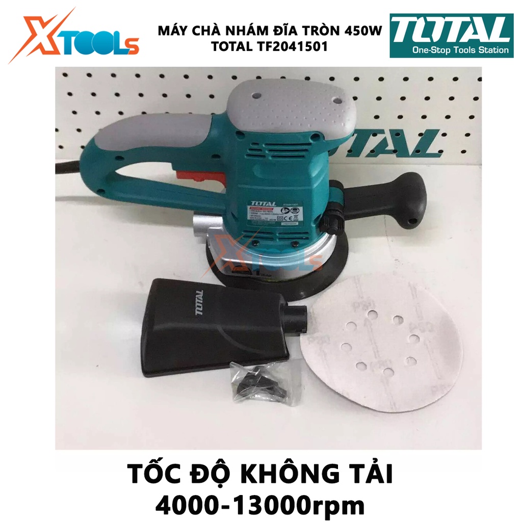 Máy chà nhám đĩa tròn Total TF2041501 Thiết bị chà nhám đĩa cầm tay, Công suất 450W Tốc độ không tải: 4000-13000rpm