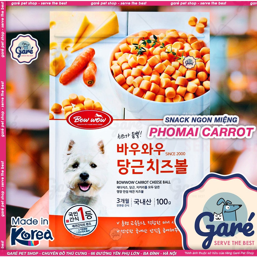 100g - Pho mai cuộn Cá Hồi viên thưởng Bowwow cho Chó Mèo 100% phô mai nguyên chất nhập Hàn Quốc