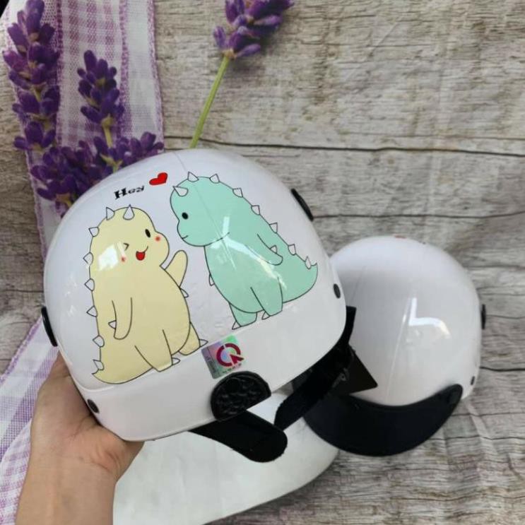 Mũ Cặp Ngày Tết Cacbon - Nón Bảo Hiểm Hoạ Tiết Khủng Long Đôi - Thienlonghat