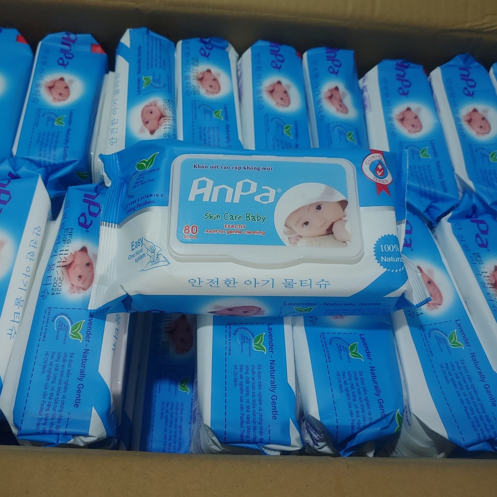 Combo 6 hộp khăn ướt không mùi ANPA 80 gr