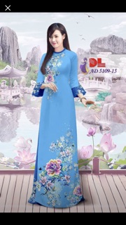 Vải áo dài hoa mẫu đơn