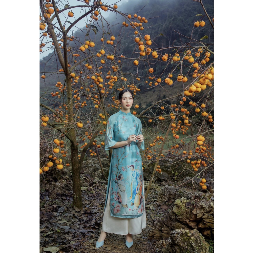 ÁO DÀI TƠ VOAN 2 LỚP HỌA TIẾT MÙA XUÂN HOT TẾT 2022