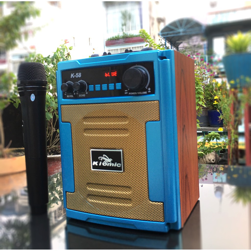 Loa kéo thùng gỗ Karaoke di động Kiomic K58 - Tặng kèm 1 không dây - Bảo hành 1 đổi 1 - Giao hàng toàn quốc