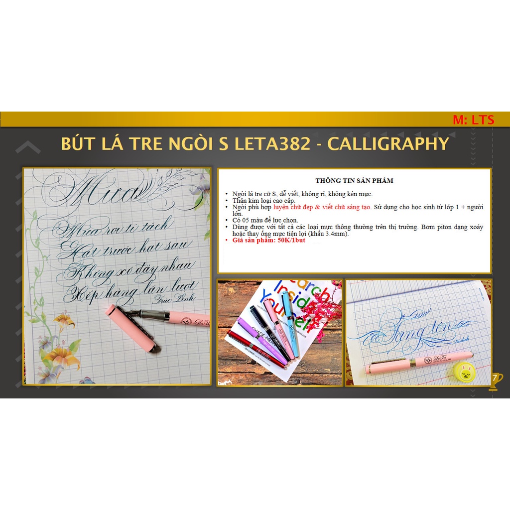 [Mã LIFEBOOK2 giảm 10% đơn 0Đ] Bút Leta 382 Calligraphy - Bút lá tre ngòi S viết siêu đẹp