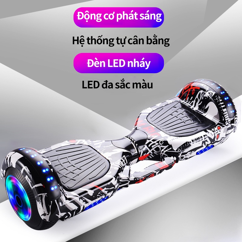 Xe cân bằng  Kết nối Bluetooth 2 bánh thông minh  lớn 7 inch Thời gian sử dụng lâu+Phát nhạc+Đèn LED siêu ngầu +Động cơ