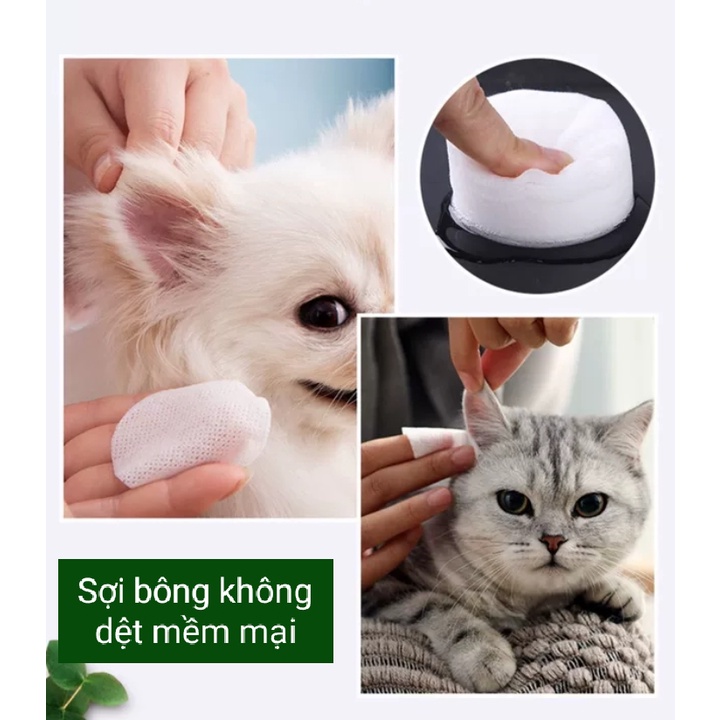 Bông Lau Vết Ố Mắt, Bông lau tai Cho Chó Mèo Hộp 130 Miếng